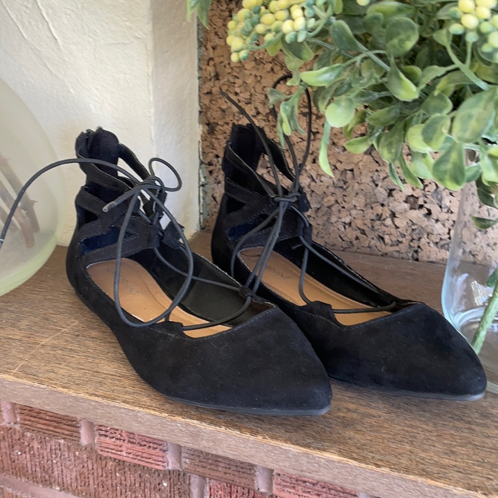 Lane Bryant lace up and zip up flats size 10